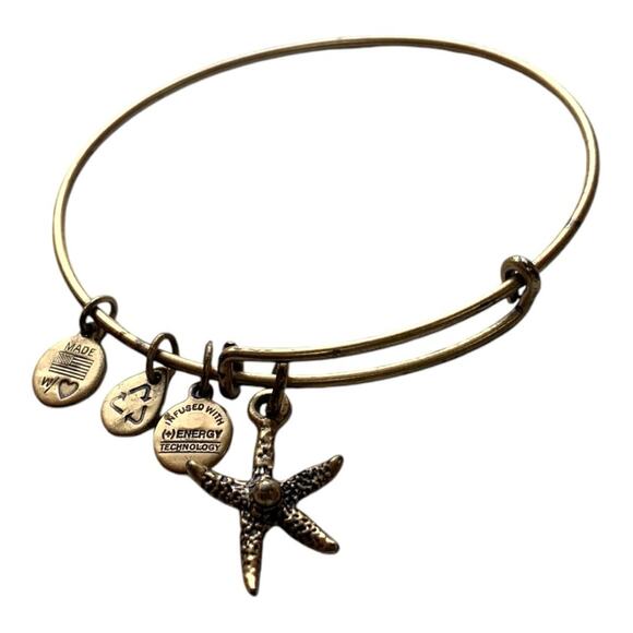 Alex & Ani Starfish Charm Bangle Bracelet Rafelian Gold Retired - Picture 2 of 3